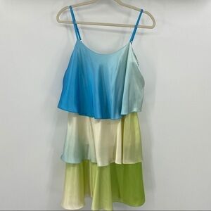 Maggy London tiered ruffle tie dye dress 8
